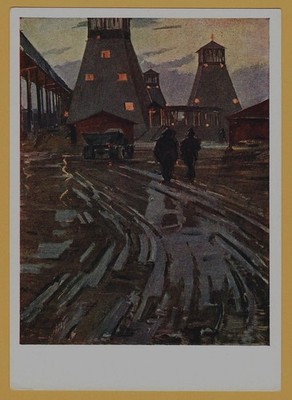 1962 Soviet Mining Industry Soligorsk Socialist Realism USSR ART Postcard