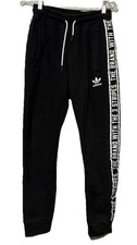 Adidas Women S The Brand With The 3 Stripes Logo Black Tapered Heavy Sweatpants