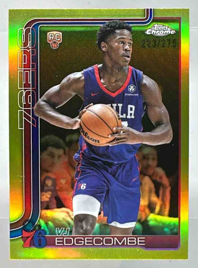 2025 Topps Chrome VJ Edgecombe Yellow Refractor /275 #253 RC 76ers Rookie