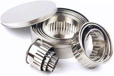 Stainless Steel Fluted Edge round Cookie Biscuit Cutter Set 12 Pieces Graduated