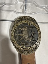 Brass Elk Deer Stag Artwork Hunter Hunting Western 1980s Vintage Belt  Buckle
