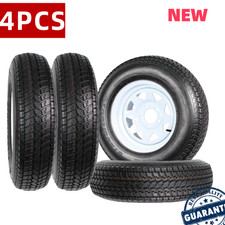 4pc New St20575d14 Trailer Tires With 14 Rims 5 Lug On 4.5 6pr Load Range C 4pc New St20575d14 Trailer Tires With 14 Rims 5 Lug On 4.5 6pr Load Range C