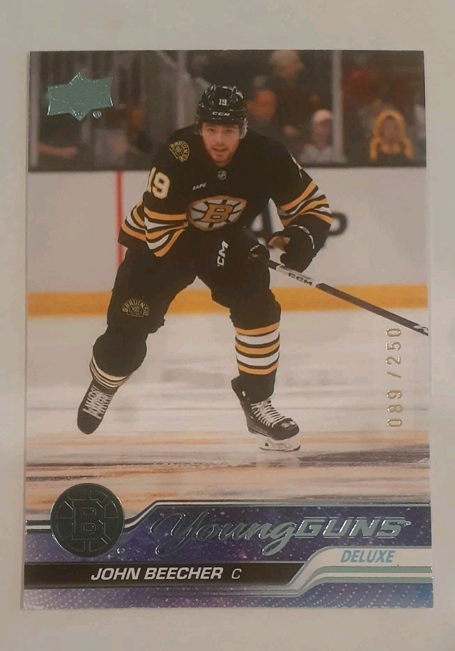 23-24 Upper Deck Series 2 Young Guns Deluxe /250 John Beecher #472 RC