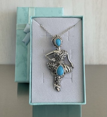Tänzerin Anhänger Halskette Dornröschen Türkis & 925 Sterling Silber 20''