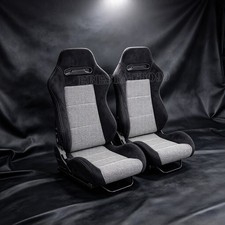 Universal Reclinable Suede Racing Seat Dual Slider Black White Houndstooth 2x