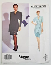 VTG 90s Vogue Sew Pattern 2994 Albert Nipon Miss Lined Wrap Tunic Skirt Sz 12 UC