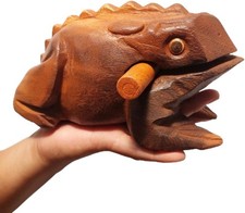 Extra Large 9" Wood Frog Guiro Rasp Percussion x 4.75" L x H , Tan