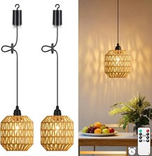 2 Pack Battery Powered Outdoor Pendant Light Dimmable Ceiling Light IP65 Batter