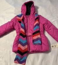 ROTHSCHILD Girls 2-pc Set Quilted Puffer Jacket  Scarf NWT Size S 6X Pink 80