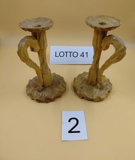 Coppia porta candele in legno artigianali