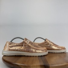 Womens Hey Dude Wendy Disco Sequin Blush Orange Comfort Casual Shoe Size 11 GUC