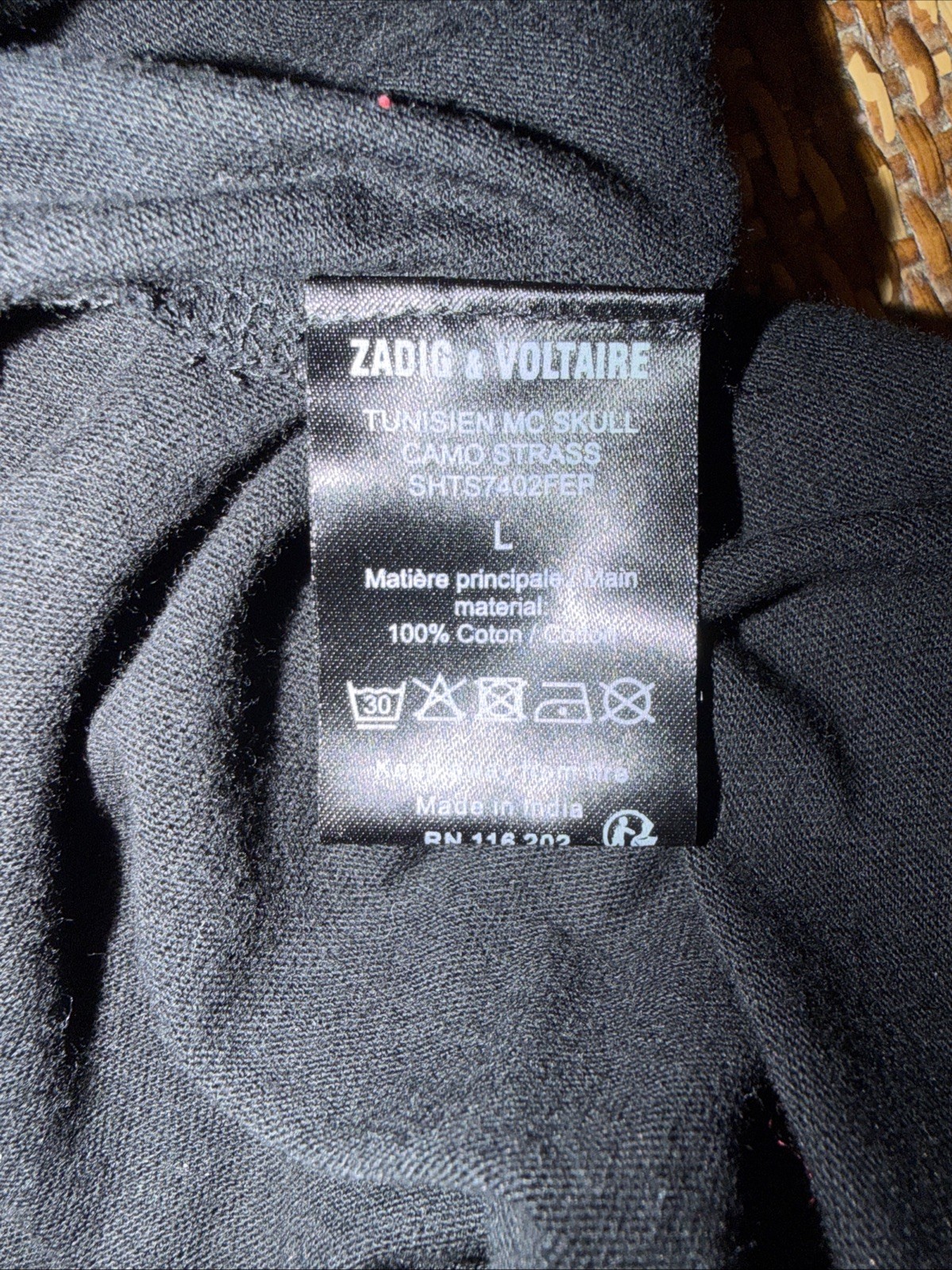 NWT Zadig & Voltaire Crystal Camo Skull Tee Large RARE image 8