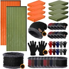 40pcs 40 80 pcs Emergency Sleeping Bags Bulk with Winter Hat Gloves Scarf, Su...