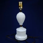 Vintage MCM 12" Fenton Hobnail Milk Glass Table Bedside Lamp White WORKS