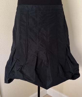 Apriori Black Pleated Bubble Hem Skirt Made In Poland Sz 12