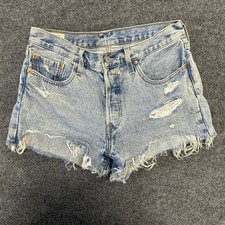 Levi's Shorts Womens Size 29 Light Wash 501 Original Cut Off Distressed Denim