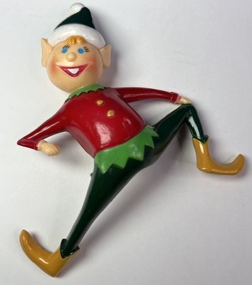 Vintage Plastic Shelf Sitting Christmas Elf 1981 Sun Hill Industries Hong Kong