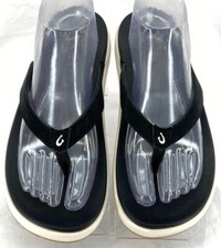 OluKai Nu'a Pi'o Beach Comfort Black Flip Flop Thong Sandals shoes Women's US 11