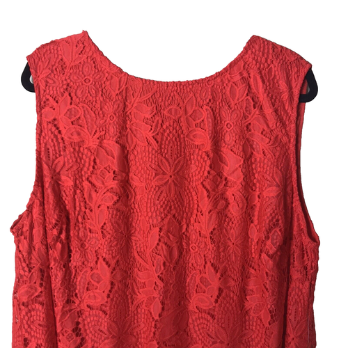 NWT Sharagano New York Women's Fancy Poppy Colored Fully Laced Midi Dress Sz 24W - Picture 3 of 11