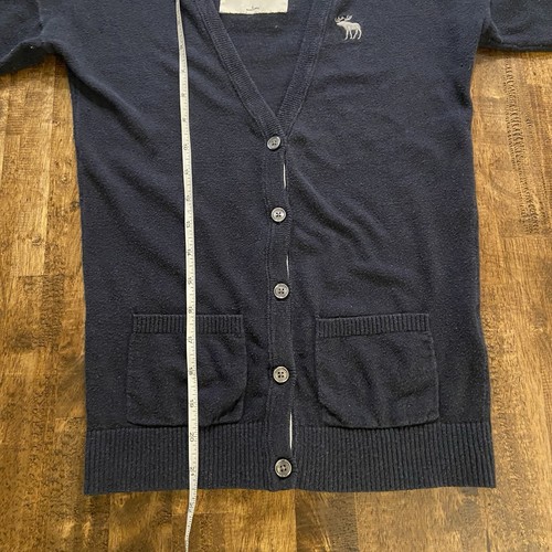 Abercrombie And Fitch Kids Girls Classic Navy Blue Cardigan Large Moose Logo - Picture 8 of 10