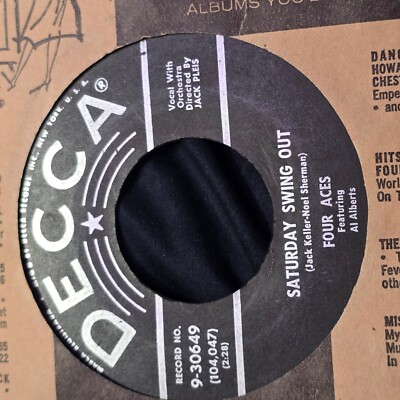 Four Aces Featuring Al Alberts   Saturday Swing Out / Take My Heart 45 7'' Record