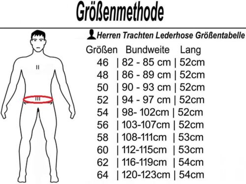 Hirschelederhose Trachten lederhose Oktoberfest Lederhose mit Gürtel Gr,46-62 - Bild 4 von 4