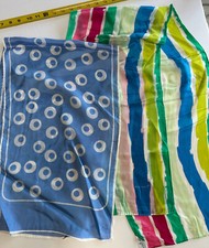 Vintage ECHO Colorful Striped Silk Scarf Oblong  Light Blue Unbranded Scarf