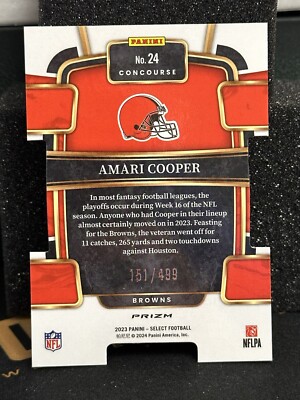 2023 Panini Select Amari Cooper #24 Orange Die-Cut Concourse /499