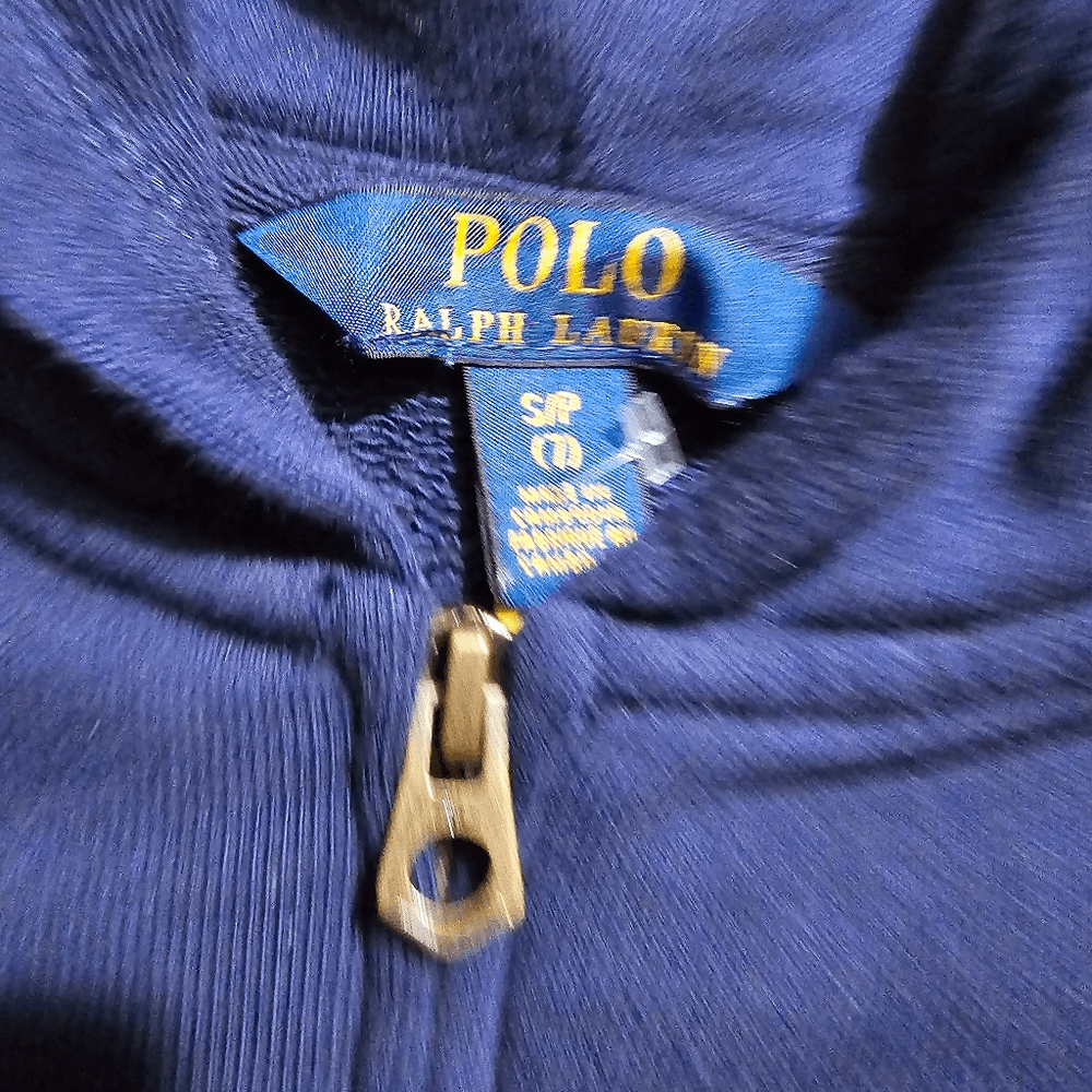 Polo Ralph Lauren Pony Logo Hoddie Giacca Bambini Taglia S Navy Bianco Pile Spugna