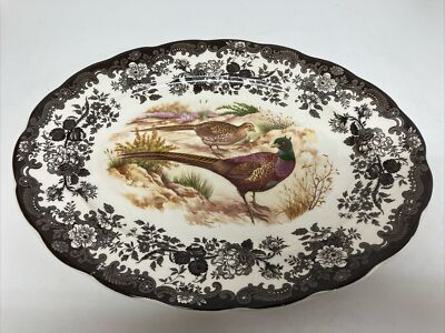 Royal Worcester Spode Palissy groß 16'' ovale Servierplatte Spiel Vögel England