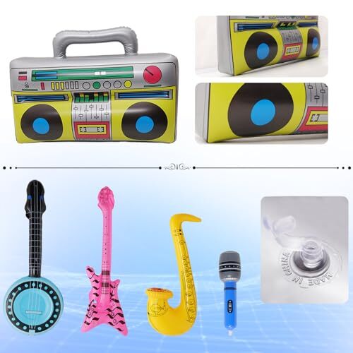 PCS Inflatable Rock Star Toy Set Inflatable Instruments Party 15 Rock Style - Picture 4 of 8