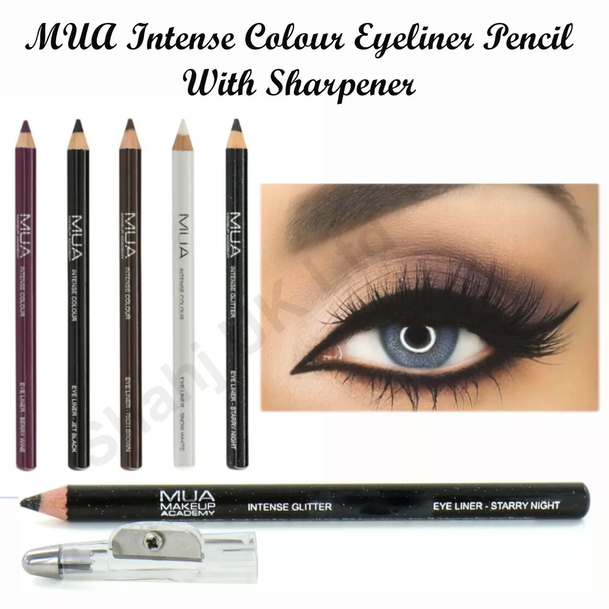 MUA Intense Colour Pencil Eyeliner With Sharpener CHOOSE YOUR SHADE Vegan