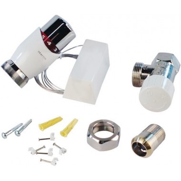 Drayton TRV4 1/2"" Angled TRV With 2m Remote Sensor 07 05 161