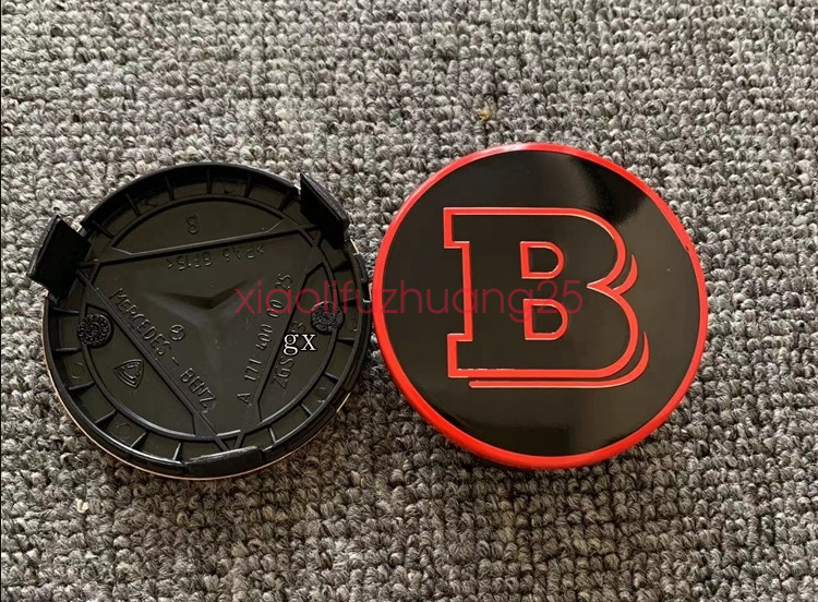 For Mercedes Centre Caps 75mm Brabus Emblems Logo Alloy Wheel Badges RED Black