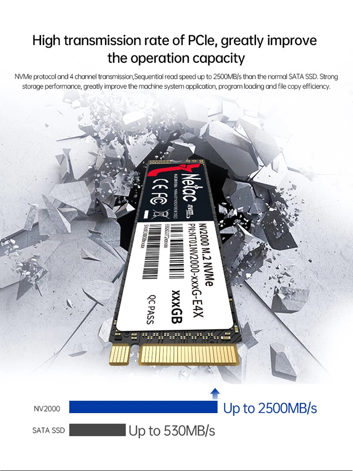 Netac 1TB M.2 2280 Internal SSD PCIe Gen3x4 NVMe Solid State Drive 2500MB/s - Image 4 of 4