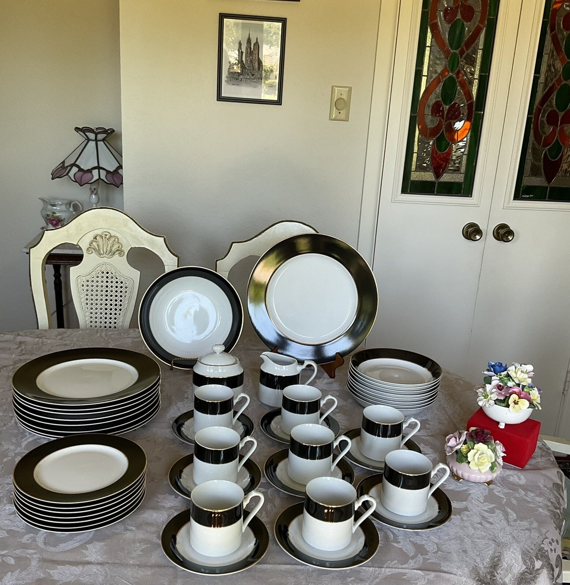 SANGO JAPAN - IMPERIAL COLL.-BLAK 564 Fine China - 5 Pieces- 8