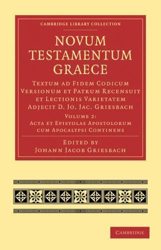 Novum Testamentum Graece Griesbach Paperback Cambridge University Press Volume 2