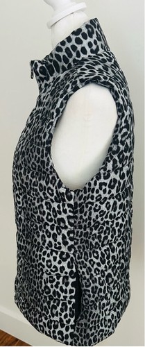 Women's Michael Kors Vest Size S Gray Black Leopard Print Puffer - Picture 4 of 8