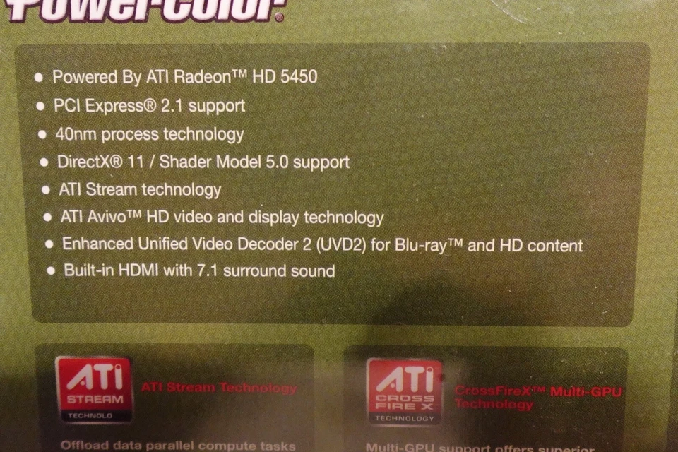 NEW ATI Radeon Power Color HD 5450 1 GB DDR3 DVI/CRT HDMI Graphics Card adapter - Image 4 of 4