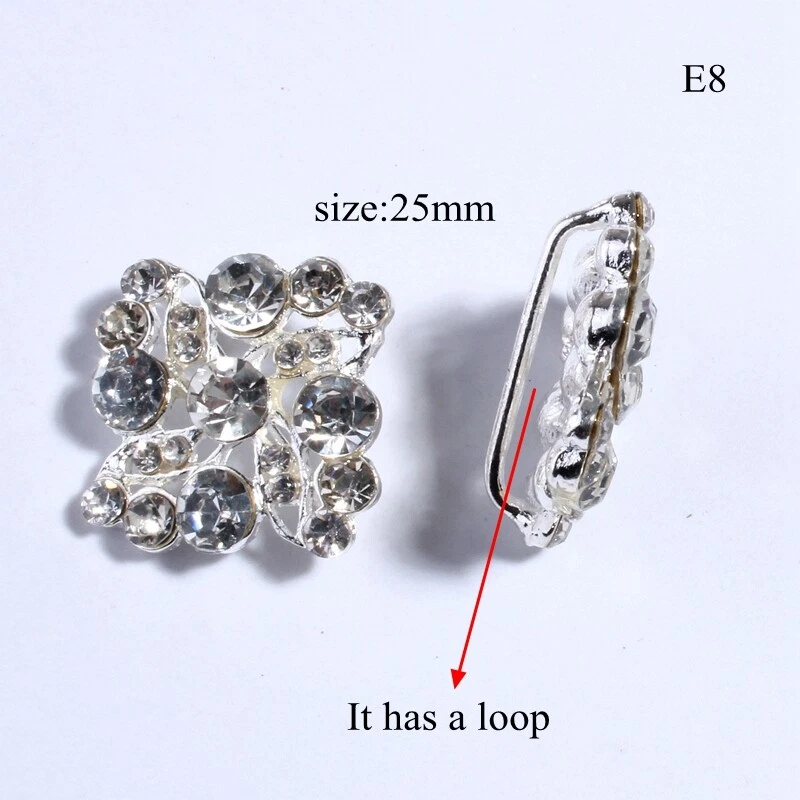 12PCS 25MM New Silver Rhinestone Metal Buttons For Clothing Sewing Rhinestones B - Image 2 of 2