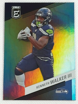 2023 Donruss Elite 64 Kenneth Walker III Rainbow Foil Seattle Seahawks Card