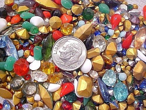 310 VTG GLASS RHINESTONES HUGE LOOSE MIXED LOT JEWELRY REPAIR CRAFT FINDINGS W