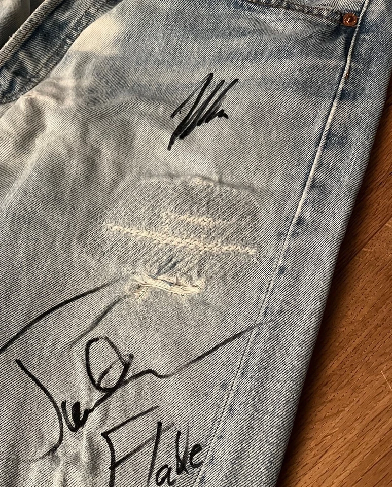 Till Lindemann Rammstein Autogramm Autograph signed Flake Schneider Levi's Jeans - Bild 2 von 3