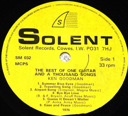 KEN GOODMAN ~ ONE GUITAR & A THOUSAND SONGS ~ UK PRIVATE SOLENT FOLK LP 1974 - Imagen 8 de 8