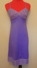 70s VTG Vanity Fair Nylon Violet Slip Dress Illusion Purple Lace 34-36 Bust XS S