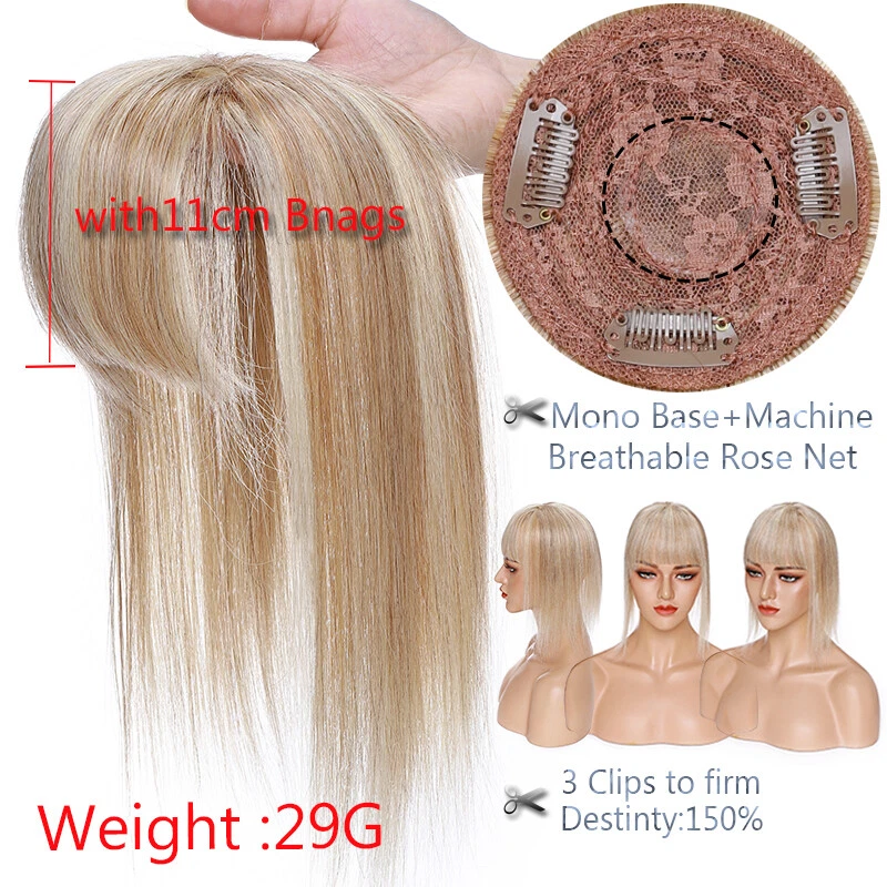 100% Remy Human Hair Topper Toupee Clip In Women Hairpiece Silk Base For Wiglets - Image 4 of 4