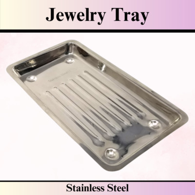 Stainless Steel Jewelry Tray 8''Lx4.5''W for Organizing Rings Earrings Pendants