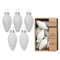 Christbaumschmuck Zapfen Glas H 4,5 Cm 12 StüCk Weiß Matt/GläNzend