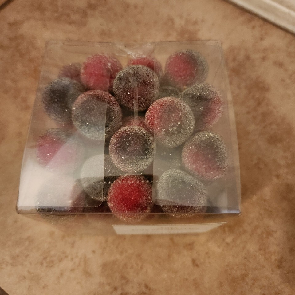 Pottery Barn Faux Sugar Coated Cranberries Vase Filler Holiday