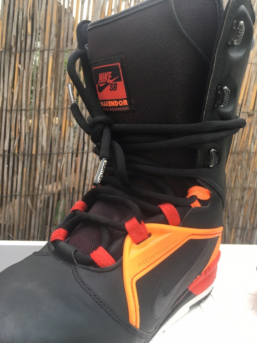 Nike SB Snowboard Boots Lunarlon Black/Orange Sz 9 | eBay